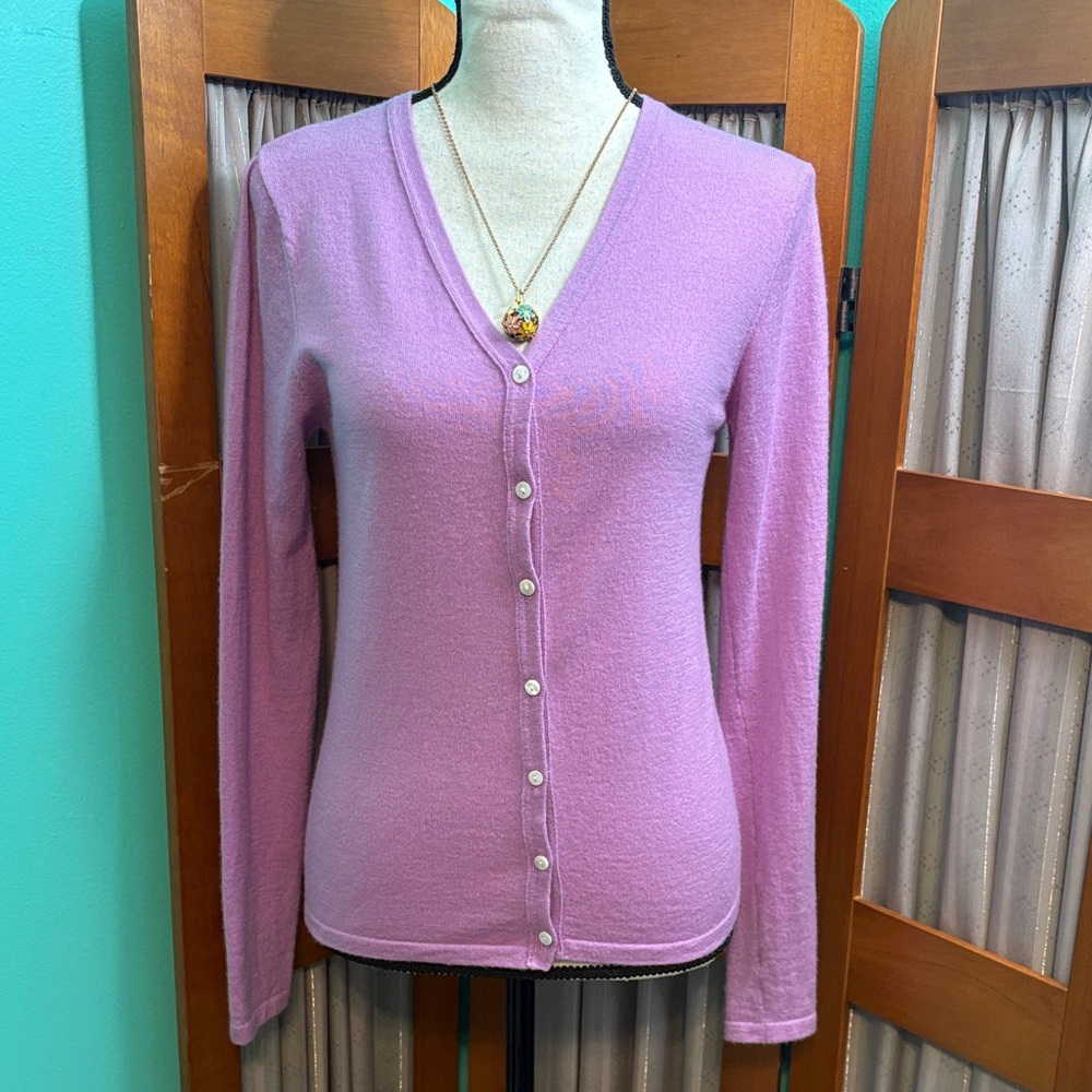 Mai brand Cashmere Lilac Button-Up Cardigan